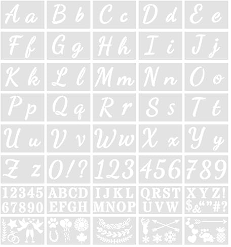 Buchstaben Schablone, 40 Stück Schablone Zahlen Buchstaben, 128 Designs Malschablonen, Alphabet Zeichnen Stencil, Letter Templates für Kinder DIY Malerei Bastelzubehör
