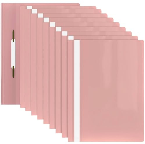 ACROPAQ - 10 x Schnellhefter A4 - Mit transparenter Vordertasche, Hefter A4 für bis zu 70 Seiten, Pastellrosa, Professionelle und einfache Organisation - Plastik File Folder, Mappen