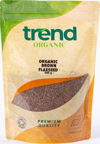 Trend Organic Brown Flaxseed, 500g-Rich Nutty Flavour, High in Protein & Fiber, and Omega-3s, Certified Organic, Vegan, GMO-Free, No Additives, No Preservatives, Raw Whole Seeds