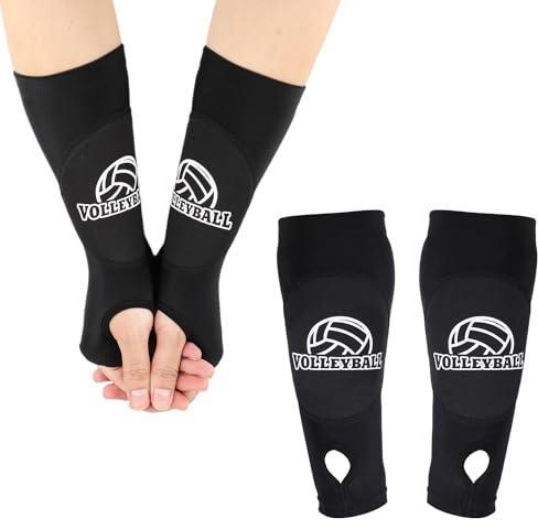 XIHIRCD Mangas Brazo, Almohadillas Antebrazo, Guantes Manga Protectora Negras Nailon Orificios Pulgar Protector para Voleibol Mujeres, Adolescentes y Jóvenes