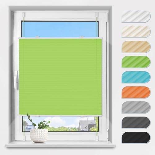 Plissee Klemmfix ohne Bohren Grün B75 x H120 cm Plissees Lichtdurchlässig Faltrollo Jalousie Plisseerollo Fertigplissee Sichtschutz & Sonnenschutz für Fenster & Tür
