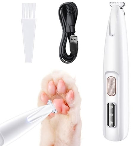 Dhqkqg Hundeschermaschine, Wiederaufladbarer Pfotentrimmer für Haustiere mit LED-Licht, Wasserdichter, Kabellos Haustier Rasierer, Profi Hundetrimmer für Hunde Katzen Pfoten, Augen, Ohren, Gesicht