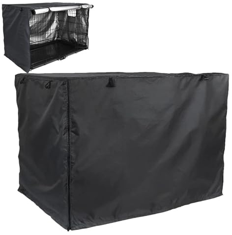 Housse de niche pour chien – Housse de cage pour chien en tissu enduit argenté, design à double porte, imperméable et protection UV, avec fenêtre ventilée pour l'extérieur et l'intérieur