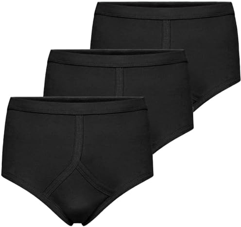 moodies Men's Black Y Fronts Interlock Briefs 100% Cotton Underwear Traditional Brief Y-Front Underpants Pack Of 3 (UK, Alpha, XXL, Regular, Regular, Black)