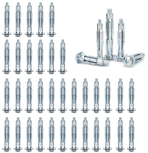 40 stycken ihåliga väggankare, M5 x 52 håligheter metallankare set, kolstål, hålighetsplugg metall, expansionsspår, jack spår, för gipsväggar, ihåliga väggar, järndörrar