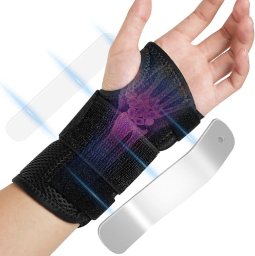 Beugo Carpal Tunnel Wrist Support Brace, Adjustable Wrist Strap Carpal Tunnel Compression Splint with Metal Splint Stabilizer, Hand Support for Arthritis Tendonitis, Sprains (Left Hand)