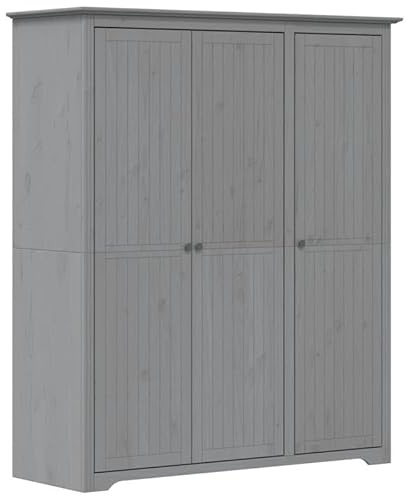 Eleganz Armario BODO gris 146 x 53,5 x 173 cm de madera maciza de pino y materiales de madera - Cómoda estable para dormitorio, salón, duradero y respetuoso con el medio ambiente