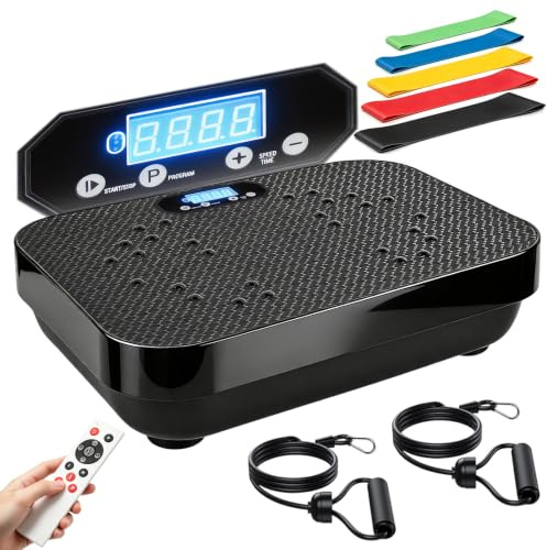 Vibration Plate, 10 Modes 200 Speeds Vibration Plate Exercise Machine | Bluetooth & Magnetic Massage | 500lbs Capacity Home Fitness Equipment, Full Body Workout Toning,Black
