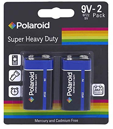 2 x Polaroid PP3/6F22, 9v Heavy Duty Mercury Free Batteries