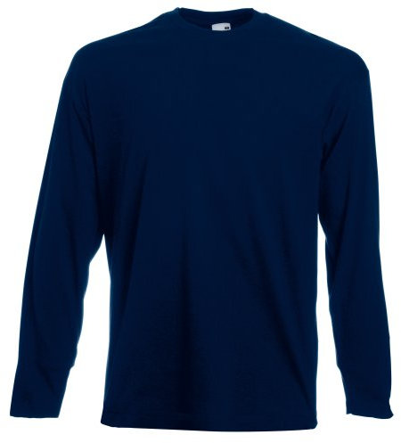Fruit of the Loom Mens Long Sleeve Value T Shirt Navy XL