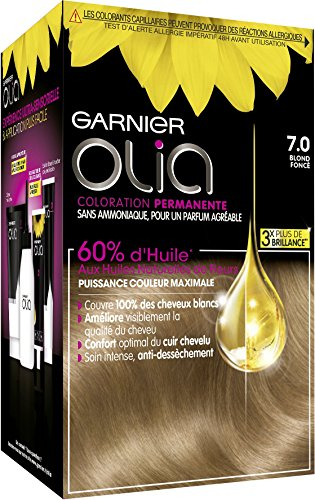 Garnier Coloration Permanente - Sans Ammoniaque - Aux Huiles Naturelles de Fleurs - Blond Foncé (7.0) - Olia
