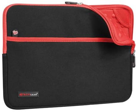 TECHGEAR Étui, Housse, Sacoche de Protection Zippée en Néoprène avec Intérieur Anti-Choc à Bulles Compatible pour iPad Pro 12.9, Samsung Pro 12.2, Book 12, Surface Pro 2017/4 / 3/2 [Rouge]