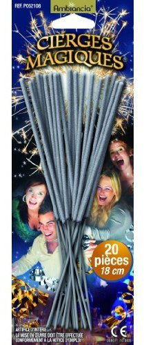 Cierges magiques - blister de 20 pièces - longueur 17 cm - longueur utile 8 cm - durée unitaire 45 secondes