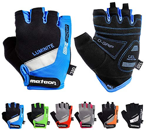 meteor Cykelhandskar Gym Anti Slip Grip Justerbar Cykelracing Cykel Bmx Mtb Viktlyftning Fitness Light Silikon Pad Tillbehör Ridning Män Kvinnor Barn (XXL, Blå)