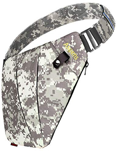 Asgens Bolso Bandolera Deportes Pecho Anti-robo Seguridad Hombro Bolsa de Mensajero Portátil por Viajar al aire libre (Para la Izquierda, Camuflaje)