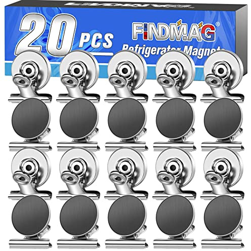 20 Pack Magnetic Clips, Scratch-Free Fridge Magnets Clips, Silver | Paper Clips, Wall Magnet , Magnet for fridge, Strong Magnetic Clip for Bag, Paper, Whiteboard