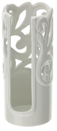 Hervit Portabicchieri Jolie in Porcellana Bianca Traforata a Mano con Scatola Regalo - Porta Bicchieri di Design Elegante e Raffinato - Casa Ufficio Pausa caffè Arredo Cucina - 9x21cm
