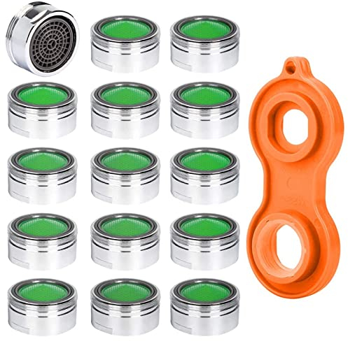 Vinabo Wasserhahn-Luftsprudler, 360-Grad-drehbarer Schwenkkopf, Wassersparender Siebstrahlregler, Wasserhahnaufsatz, Doppelfunktional Mischdüse, geeignet für Küche, 22 mm Innengewinde