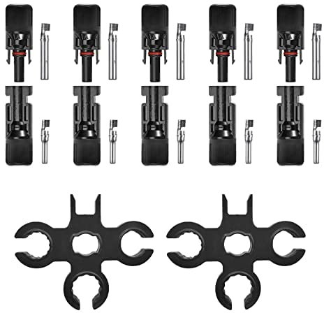 Solar Steckverbind, Rhein Beleuchtung Solar Stecker Set, Männlich/Weiblich Solarpanel Kabelstecker Plug Play Kabelstecker Photovoltaik Steckverbinder IP67 mit 2pcs Schraubenschlüssel