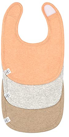 LÄSSIG Bébé Set de bavoirs (3 pcs.) Nouveau-né Bavoir à baver Velcro GOTS/Newborn Bib Set GOTS apricot/light grey/nature melange