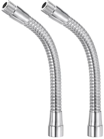 PATIKIL 8 Microphone Gooseneck, 2Pcs 5/8-27 Thread Metal Universal Hose Flexible Arm Gooseneck Tube Extension for Multifunction DIY, Silver Tone