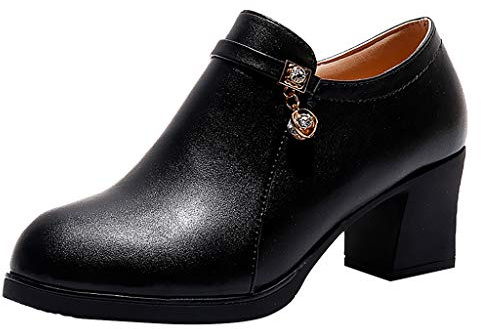 Zapatos Para Dirndl Mujeres Mujeres Moda Mujer Confort Tamaño Grande Slip en Zapatos de Cuero Casual Zapatos Azules Mujer, Negro , 41 EU