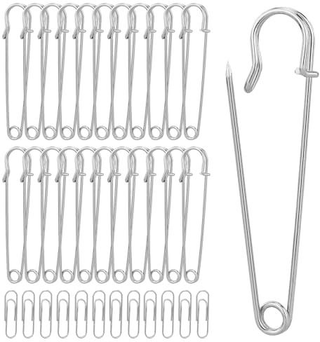 20 Pezzi Spilla da Balia , 10cm Spille da Balia Grandi, Spille di Sicurezza per Vestiti, Coperte in Pelle, Gonne, kilts, Extra Large Spilla di Sicurezza Resistente (Argento)