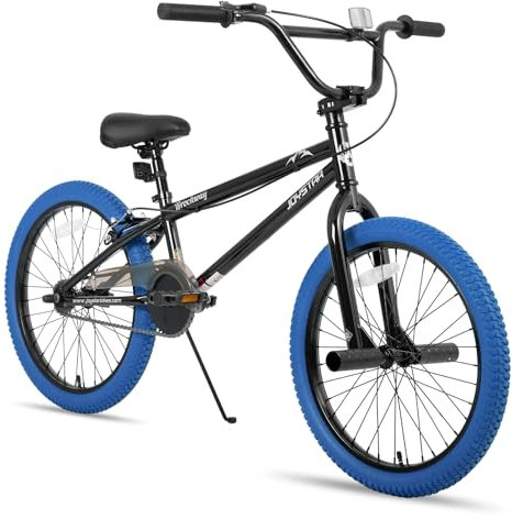 JOYSTAR La BMX freestyle per bambini Gemsbok da 20 pollici è adatta a bambini e bambine dai 7 agli 11 anni. È una bicicletta per bambini da 20 pollici di colore blu.