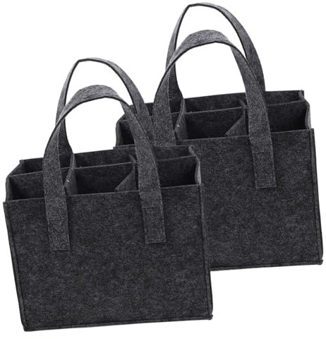 TOPPERFUN 2pièces pour Bouteille De Vin avec Poignée Compartiments Feutre pour Transport Et Rangement De Bouteilles De Vin Rouge