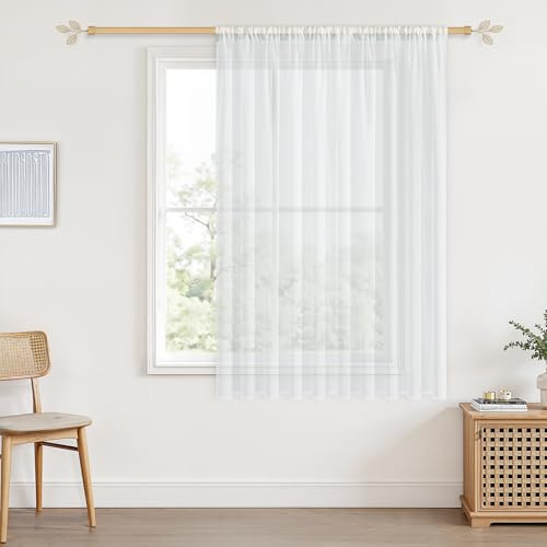 CUTEWIND Tenda corta per soggiorno, moderna, larghezza 300 cm e altezza 145 cm, per piccole finestre, set da 1 pezzo, semitrasparente, con passante, per camera da letto e cucina