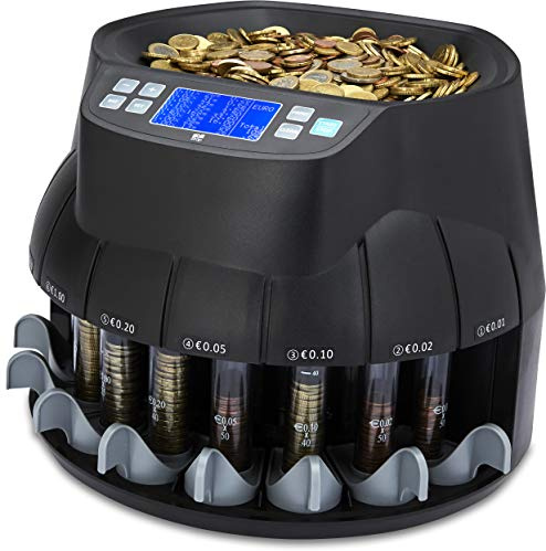 ZZap CS40 - Contadora y clasificadora automática de monedas EURO – Máquina Contadora de Dinero Máquina contadora de monedas con tubos para monedas