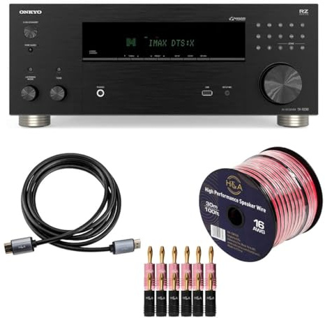 Onkyo TX-RZ30 170W 9.2-Channel 8K/4K Network AV Receiver, Black with Cables