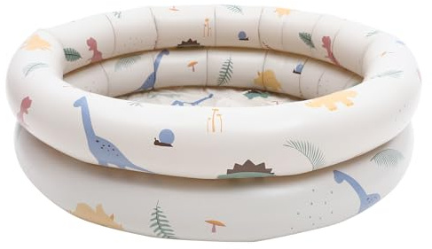 Abaodam Piscine Gonflable Ronde pour Bébés et Garçon et Filles, PVC Épais, Couleur Beige Rétro Motif Dinosaure, Compacte et Ludique pour Intérieur et Extérieur – Piscine à Balles
