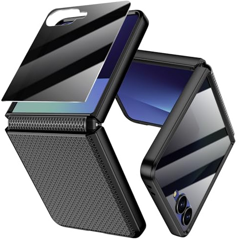 Doeshine Coque pour Z Flip 7, Anti-Espion & Protection Charnière, Noir