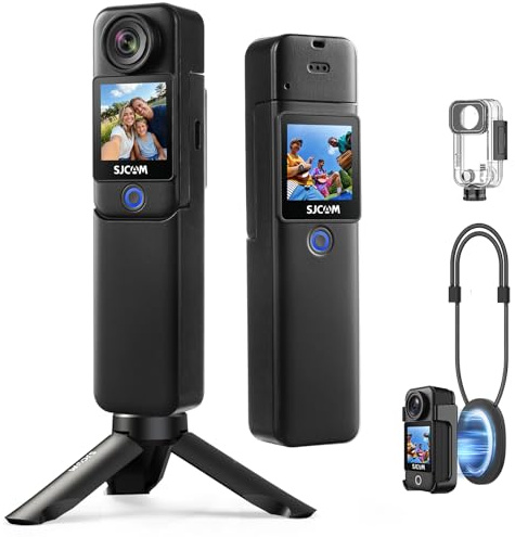 SJCAM C300 2IN1 Vlogging Camera,4K Pocket Travel YouTube Content Streaming,7H Power,6-Axis Stabilization,Dual-Touch Screen,30M Waterproof,Werable begginers Camera,familly,Camara para grabar contenido