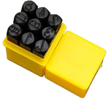 Metallslagstämpelset, siffror-bokstavsstämplar, legerad stålstämpel med förvaringslåda, stans-set, härdad metall, läder, hantverk, prägling, handgjorda snideri (5 mm nummer)