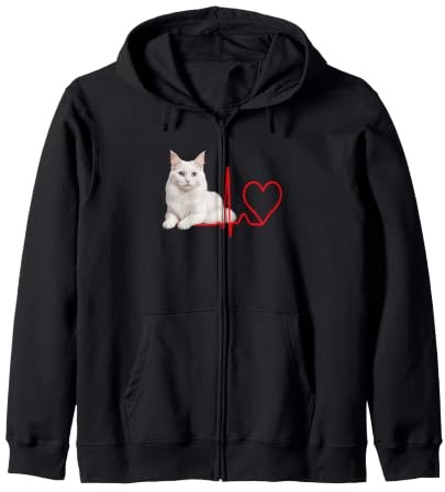 Chat Angora Turc avec Battement de cœur Sweat à Capuche