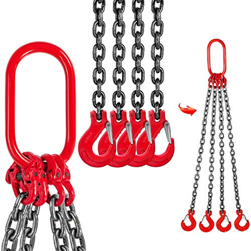 Mophorn 4 Jambe Levage Chaîne avec Crochet Chaîne pour Palan Lifting Chain de Grande Capacité (1M)