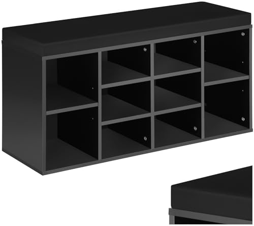 tectake® Scarpiera Ingresso, Portascarpe con Cuscino, Scarpiera Legno, Panca, Mobile Ingresso, Contenitore Scarpe, Armadio Scarpe, Armadio Salvaspazio, 103,5x48x30 cmi - Nero/Nero