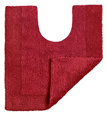 Allure Heavyweight Reversible Pedestal Toilet Mat, 100% Cotton, Super Soft, Washable, Large Size 55cm x 55cm (Cranberry Red)