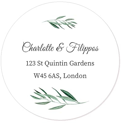 48 PERSONALISIERT Adressaufkleber Hochzeit Weihnachten Address Aufkleber Rücksendung Adresse Etiketten Geschäftsadresse Gastgeschenk Sticker 40mm - Rd 401 (004 Eukalyptus)