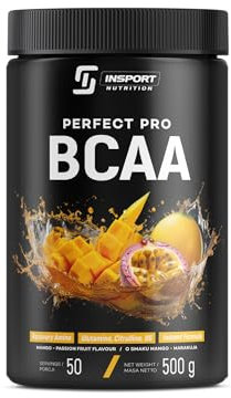 INSPORT Nutrition - BCAA PERFECT PRO - Supplément Sportif Professionnel - L-Glutamine - Vitamine B6-50 Portions - 500g Poudre - Goût: (Mangue et fruit de la passion)