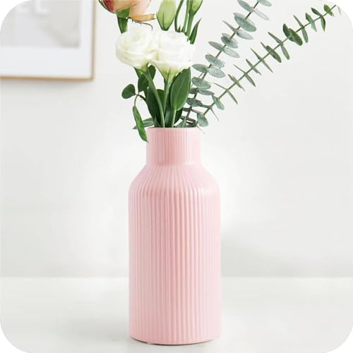 Hanaomaoyi Svart matt vas, 20 cm, modern och bohemisk design för pampasgräs, dekoration för vardagsrum och sovrum (rosa)
