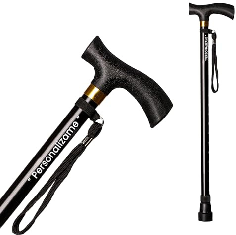 Personalizable - Bastón para Personas Mayores Extensible de Aluminio -para Hombres y Mujeres Mayores Regulable en Altura a 74-95cm - Bastón Color Negro