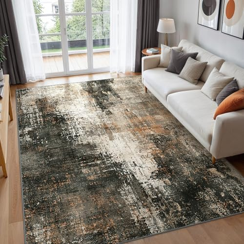 BEIMO Tappeto Salotto Pelo Corto, Moderno Tappeto Camera Da Letto, Tappeti Antiscivolo Lavabile, Grande Tappeti Astratto per Cameretta, Soggiorno, Sala, Scendiletto, Marrone, 160x230cm