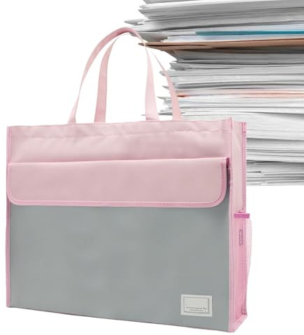 Generico Borsa portadocumenti A3, Borsa portadocumenti portatile di grande capacità per documenti, mappe, notizie, riviste - Rosa