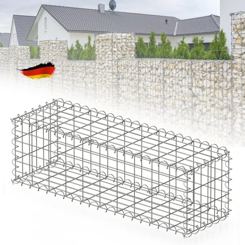 Gabion en acier anti-rouille pour pierre,Clôture décorative,Muret en acier pour un aménagement extérieur stylé (Argenté, L100 x H30 x P30 cm)