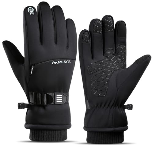 Meayll Winterhandschuhe Herren Damen Fahrradhandschuhe - Wasserdicht, Atmungsaktiv, mit Touchscreen, geeignet für MTB, Outdoor-Sport und tägliches Tragen M