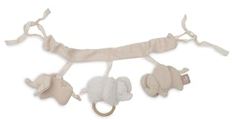 Jollein Stroller Chain – Elephant Tales – Elephant Fabric Figures – Stroller Toy – Fabric Loops for Attachment – Sensory Toy for On the Go – Baby Toy – Hand Washable – 30 cm