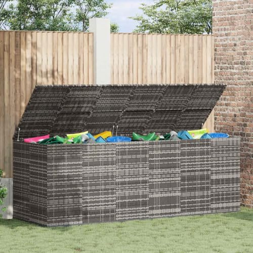 Genérico Baúl para Cojines de jardín ratán PE Gris 291x100,5x104 cm,Mobiliario,Muebles de jardín,Cajas de almacenaje para Exteriores,317237